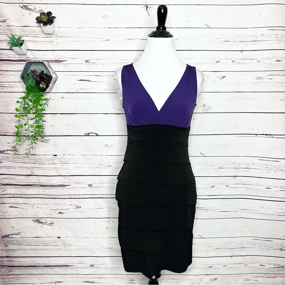 Purple & Black Evening Cocktail Party Dress Size Medium